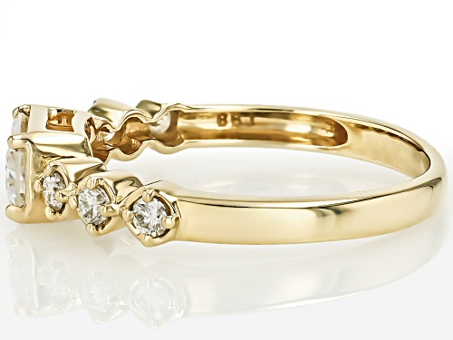MOISSANITE FIRE(R) .88CTW DEW RADIANT AND ROUND 10K YELLOW GOLD RING - Size 6