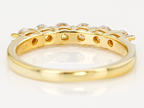 MOISSANITE FIRE® .96CTW DEW ROUND BRILLIANT 14K YELLOW GOLD OVER SILVER BAND RING - Size 9