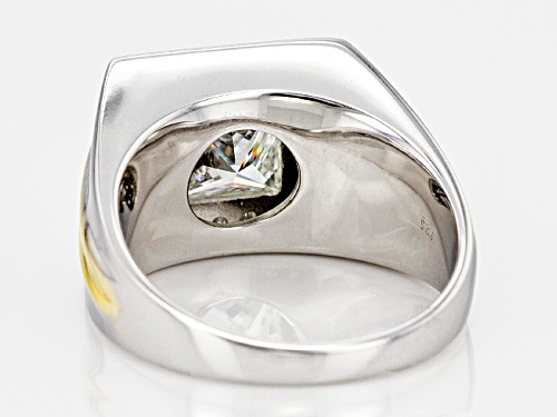 Moissanite Fire® 3.58ctw Dew Platineve™ And 14k Yellow Gold Over Platineve Mens Ring - Size 9