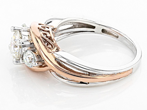 MOISSANITE FIRE(R) 1.12CTW DEW ROUND PLATINEVE(R) AND 14K ROSE GOLD OVER PLATINEVE RING - Size 10