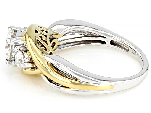 MOISSANITE FIRE(R) 1.12CTW DEW ROUND PLATINEVE(R) AND 14K YELLOW GOLD OVER PLATINEVE RING - Size 6