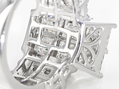 Moissanite Fire® 4.20ctw Dew Square Cut And Round Platineve™ Ring - Size 6
