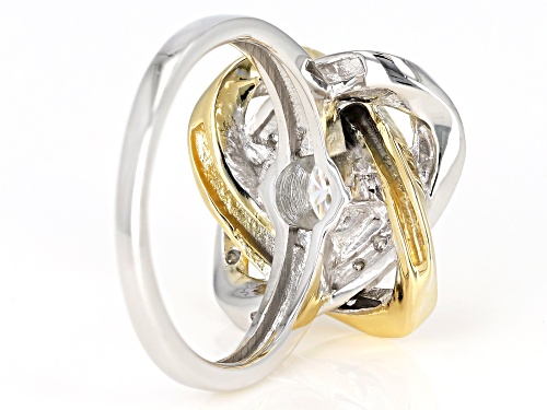 Moissanite Fire ® 1.78ctw Dew Round Platineve™ And 14k Yellow Gold Over Platineve™ Ring - Size 10