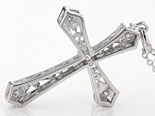 Moissanite Fire® .57ctw Dew Cushion Cut And Round Platineve™ Cross Pendant With Chain