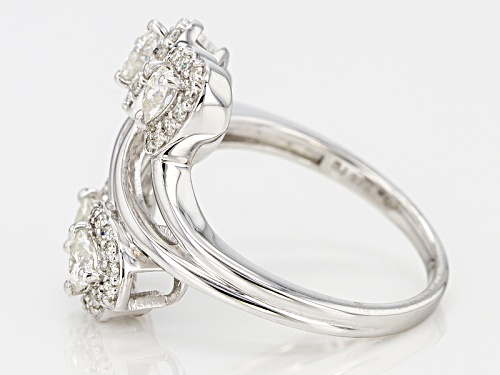 Moissanite Fire® 1.44ctw Dew Heart Shape And Round Platineve™ Ring - Size 5
