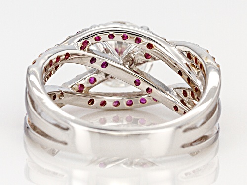 Moissanite Fire® 1.90ctw Dew & 1.40ctw Pink Sapphire Platineve™ Ring - Size 11