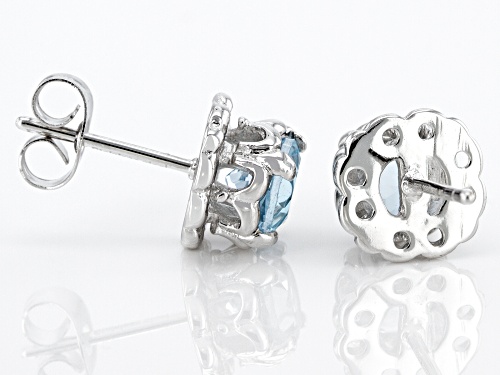 1.87ctw Round Glacier Topaz™ Stainless Steel Earrings.
