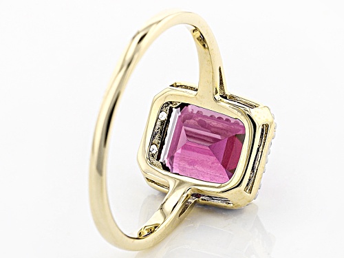 2.25ct Emerald Cut Grape Color Garnet With .06ctw Round White Zircon 10k Yellow Gold Ring - Size 6