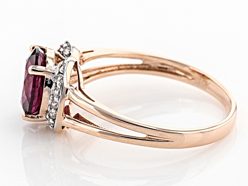 1.78ct Round Grape Color Garnet With .14ctw Round White Zircon 10k Rose Gold Ring. - Size 7