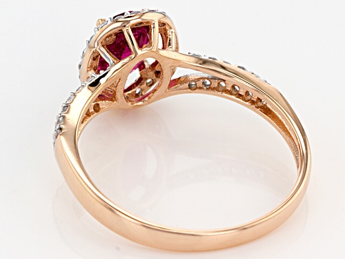 .75ct Oval Rubellite With .31ctw Round White Zircon 10k Rose Gold Ring - Size 8