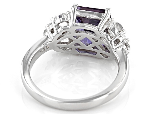 3.30ct Purple Lab Created Color Change Sapphire with .87ctw White Topaz Rhodium Over Silver Ring - Size 8