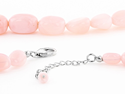 Pink Indian Opal Rhodium Over Sterling Silver Graduated Bead Necklace - Size 20
