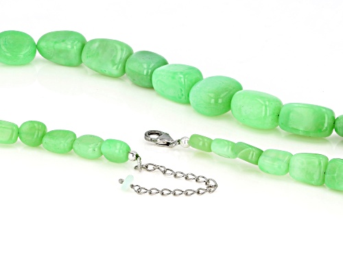 8X11-12X14mm Green Indian Opal Nugget Rhodium Over Sterling Silver Graduated Necklace - Size 20