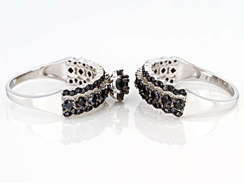 1.95ctw Round Black Spinel Rhodium Over Sterling Silver Set of 2 Rings - Size 7