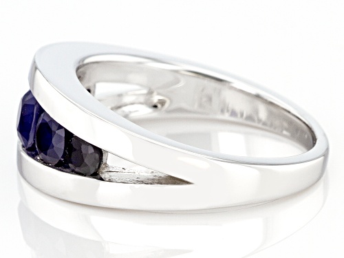 1.37ctw Round Blue Sapphire Rhodium Over Sterling Silver Ring - Size 7