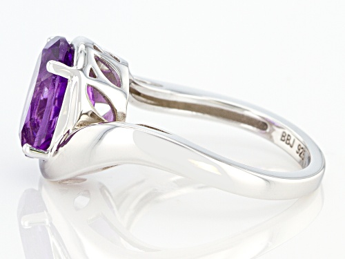 2.72ct Oval Purple Amethyst Rhodium over Sterling Silver Solitaire Ring - Size 8