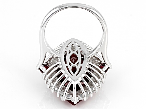 19.48ctw Lab Created Ruby with 1.77ctw White Zircon Rhodium Over Sterling Silver Rings - Size 7