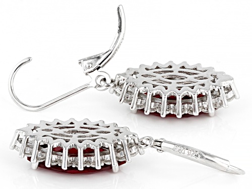 5.33ctw Lab Created Ruby With 1.65ctw White Zircon Rhodium Over Sterling Silver Earrings