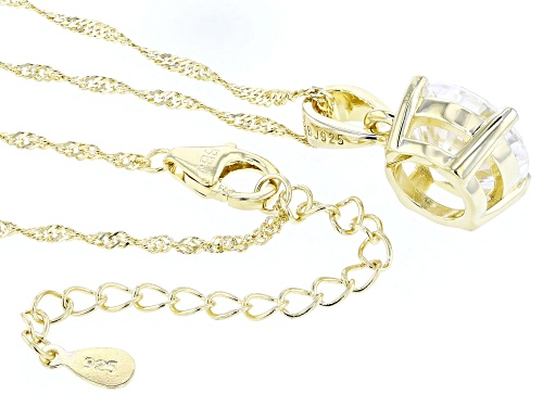 MOISSANITE FIRE(R) 5.37CT DEW ROUND 14K YELLOW GOLD OVER SILVER PENDANT & 18 INCH SINGAPORE CHAIN