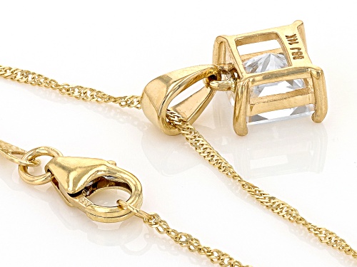 MOISSANITE FIRE(R) 1.70CT DEW SQUARE BRILLIANT CUT 14K YELLOW GOLD SOLITAIRE PENDANT & 18 INCH CHAIN
