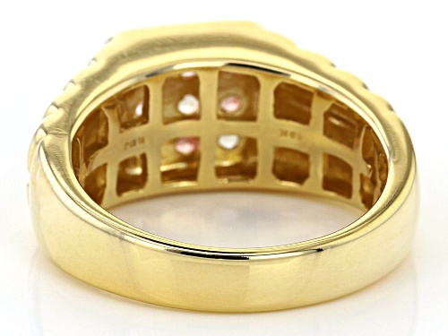 .92ctw Round Andalusite 9-Stone Cluster, 10k Yellow Gold Mens Ring - Size 11