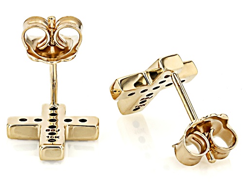 0.24ctw Black Spinel 10k Yellow Gold Men's Cross Stud Earrings
