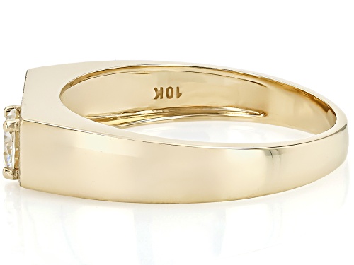 0.70ct Round Strontium Titanate 10k Yellow Gold Unisex Ring - Size 11