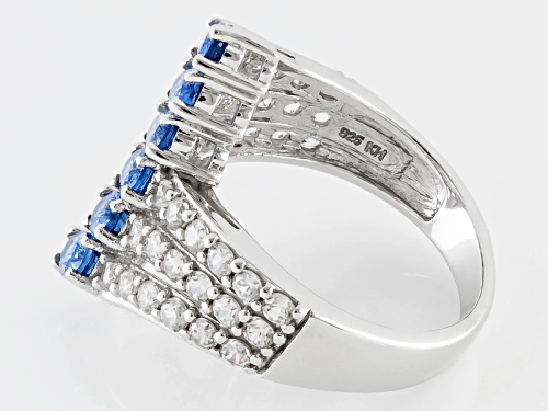 1.64ctw Oval Nepalese Kyanite With 1.95ctw White Zircon Sterling Silver Ring - Size 6