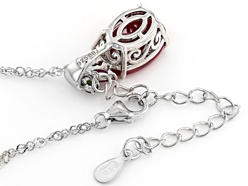 5.76ctw Lab Created Ruby with .12ctw Russian Chrome Diopside Rhodium Over Silver Slide with Chain
