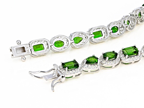 8.97ctw Mixed Shape Chrome Diopside & 2.50ctw Topaz Rhodium Over Sterling Silver Bracelet - Size 8