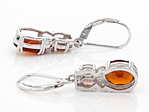 5.03ctw Hessonite with .15ctw White Zircon & .58ctw Garnet Accent Rhodium Over Silver Earrings
