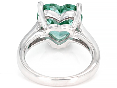 5.34ct Heart Shape Lab Created Green Spinel With .27ctw Round White Zircon Rhodium Over Silver Ring - Size 6
