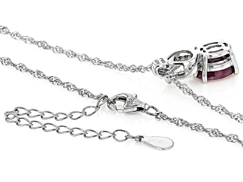 2.71ctw Indian Ruby, Lab Strontium Titanate With White Zircon Rhodium Over Silver Pendant With Chain