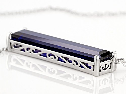 5.76ct Octagonal Lab Created Blue Spinel With 0.21ctw White Zircon Rhodium Over Silver Necklace - Size 18