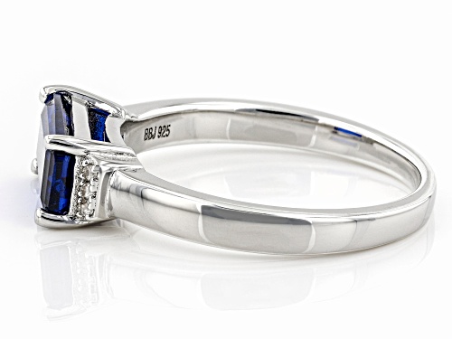 1.36ct Octagonal Lab Created Blue Spinel And 0.03ctw White Zircon Rhodium Over Sterling Silver Ring - Size 8