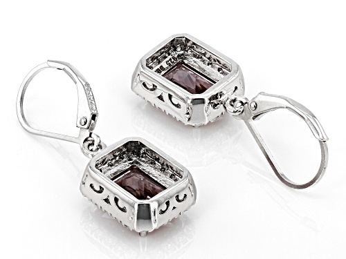 3.40ctw Color-Change Zandrite® And 0.75ctw White Zircon Rhodium Over Silver Earrings