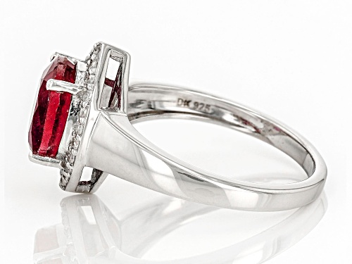 3.50ct Mahaleo(R) Ruby And 0.16ctw White Diamond Rhodium Over Silver Ring - Size 9
