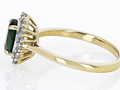 1.19ct Chrome Diopside And 0.41ctw White Zircon 18k Yellow Gold Over Sterling Silver Ring - Size 9