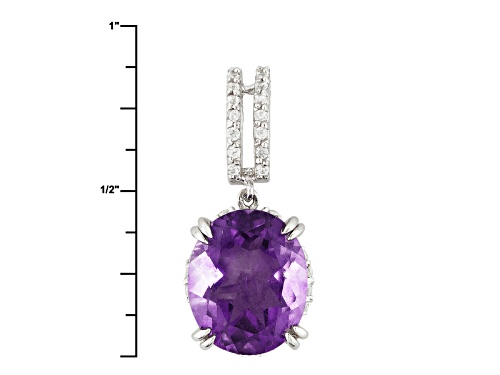 3.40ct Oval Purple Fluorite With .26ctw Round White Zircon Sterling Silver Pendant With Chain