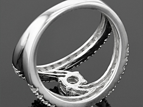 .25ct Round Demantoid Garnet With .68ctw Round White Zircon Sterling Silver Ring - Size 8
