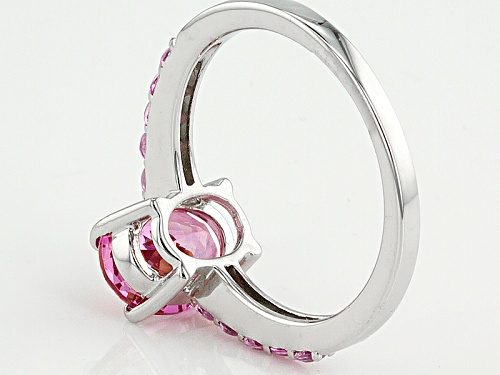1.62ct Oval Pink Danburite With .37ctw Round Pink Sapphire Sterling Silver Ring - Size 12