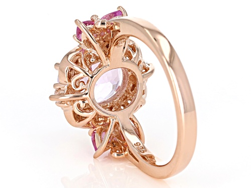 2.77CT KUNZITE, .49CTW PINK SAPPHIRE AND .23CTW WHITE ZIRCON 18K ROSE GOLD OVER STERLING SILVER RING - Size 8