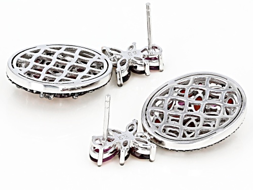 2.17ctw rhodolite,.65ctw spinel and 5.41ctw garnet rhodium over sterling silver earrings