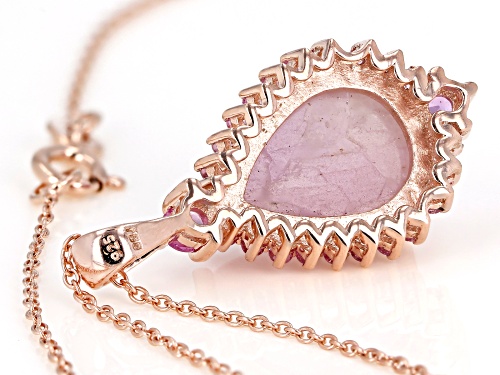 14x10mm Pear Shape Kunzite with .15ctw Pink Sapphire 18k Rose Gold Over Silver Pendant W/Chain
