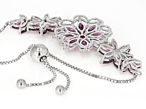 12.06ctw magenta rhodolite with .27ctw white zircon rhodium over silver bolo bracelet