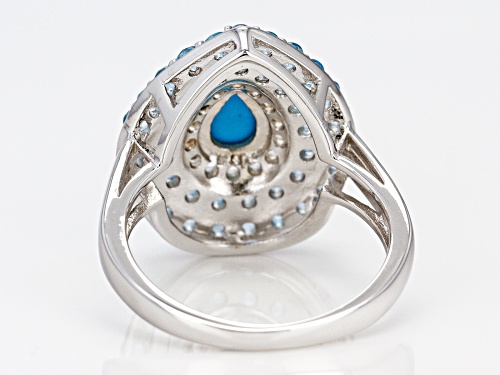 SLEEPING BEAUTY TURQUOISE, 1.69CTW SWISS BLUE & WHITE TOPAZ RHODIUM OVER SILVER RING - Size 7