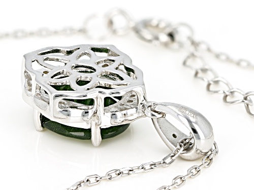 2.85ct chrome diopside, .08ctw white & 3 green diamond accents rhodium over silver pendant w/chain