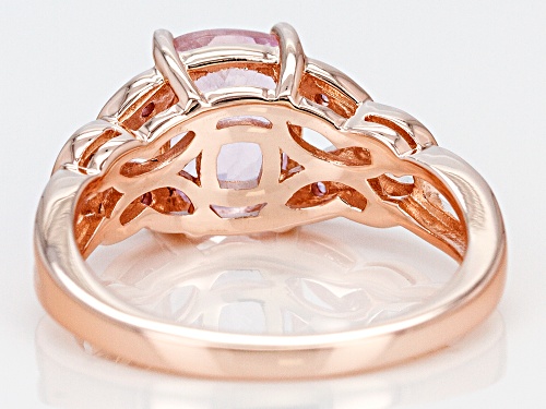 2.51ct Kunzite, .12ctw Pink Sapphire and .02ctw White Diamond Accent 18k Rose Gold Over Silver Ring - Size 9