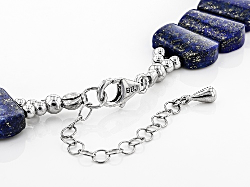Fancy Lapis Lazuli Rhodium Over Silver Collar Necklace - Size 18