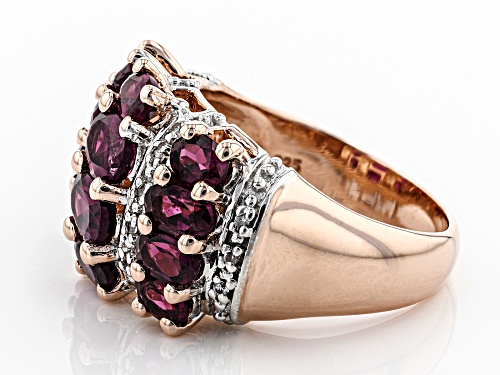 2.90ctw Raspberry Color Rhodolite with .06ctw White Zircon 18k Rose Gold Over Sterling Silver Ring - Size 8